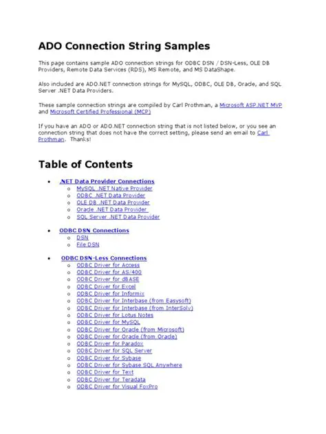 ADO connection string builder
