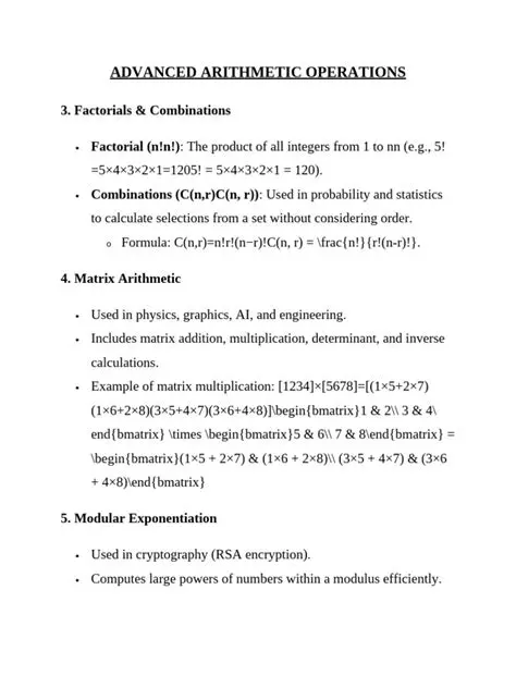 Advanced arithmetic operations