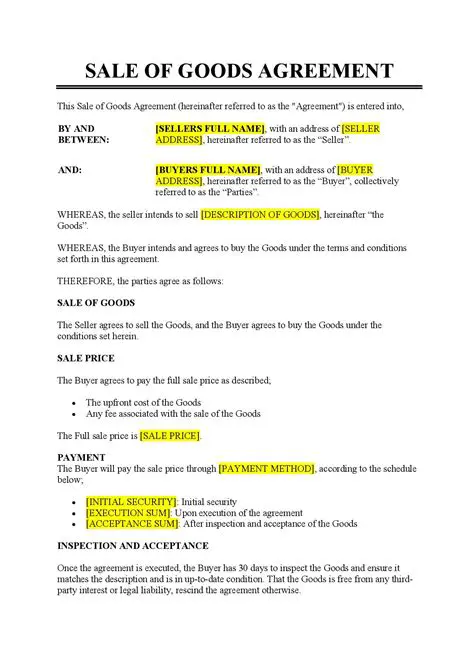 Agreement on Goods and Price