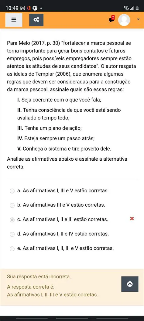 Alternativas corretas para as frases