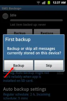 Backup SMS and MMS messages