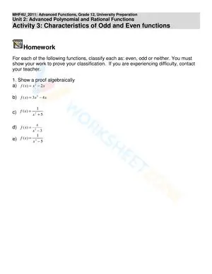 Characteristics of Odd and Even Functions