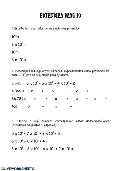 Expresiones con potencia de 10