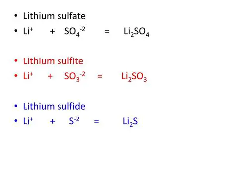 Formation of Lithium Sulfite