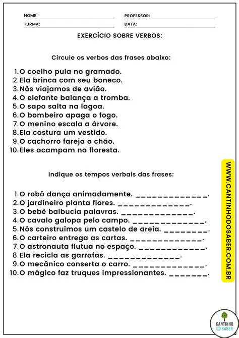 Identificando os Verbos em Destaque