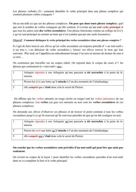 Identifier le verbe principal