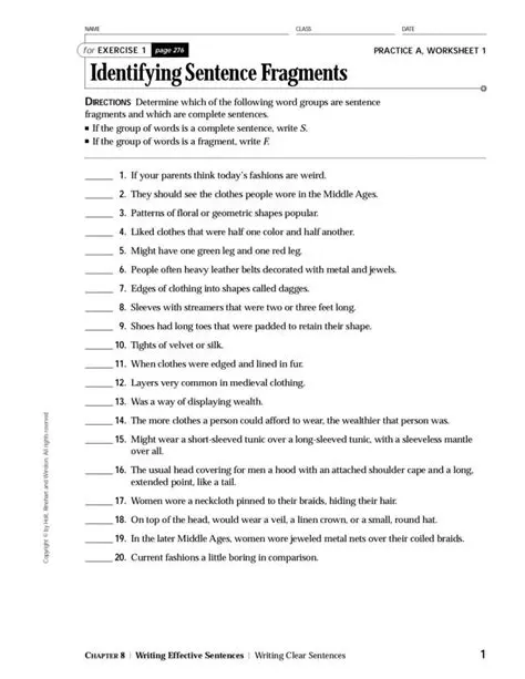 Identifying Sentences and Sentence Fragments