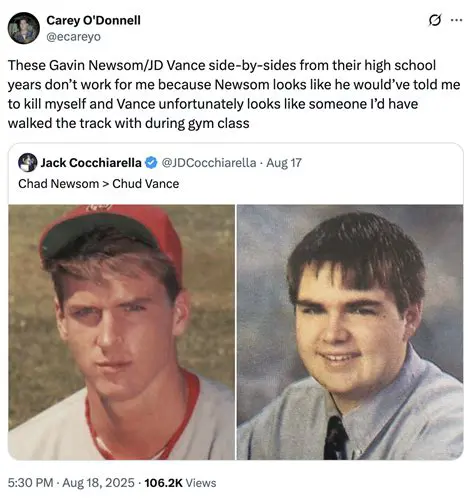JD Vance and Gavin Newsom: The Story Behind the High School Photo That Sparked Controversy