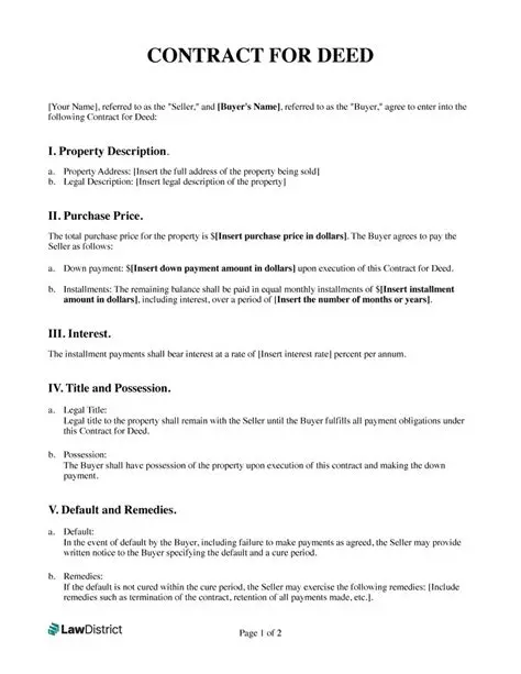 Key Characteristics of a Contract for Deed