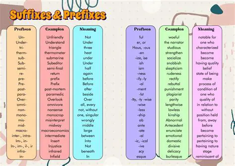 Look for prefixes and suffixes