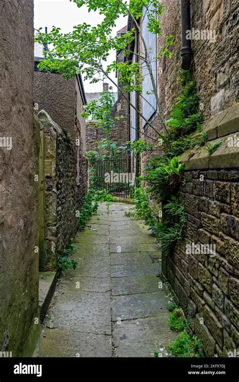Narrow alleyways between buildings