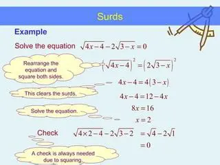 Not squaring both sides of the equation