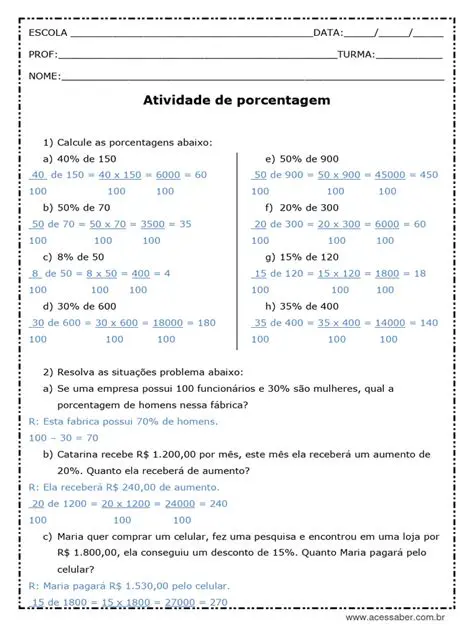 Perguntas e Respostas sobre Porcentagem