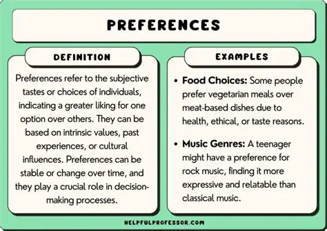 Personal style and preferences