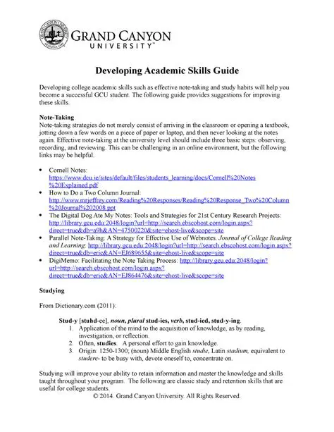 Recommendations for Developing Academic Skills