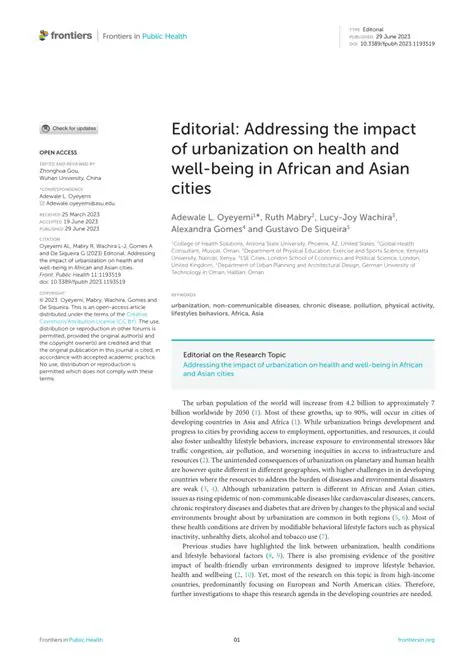 The Impact of Urbanization on Health