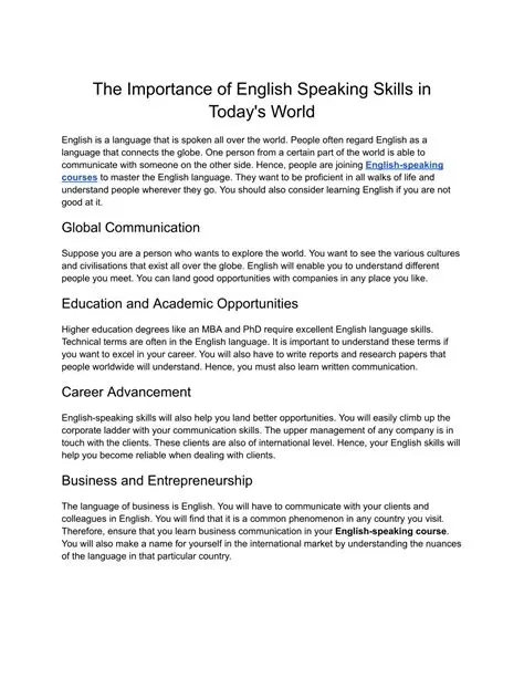 The Importance of English Speaking Skills