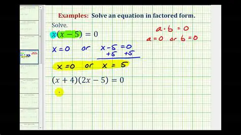 Writing the Equation in Factored Form